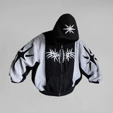 Xituodai Y2K vintage zip up hoodie Harajuku Patchwork Gothic streetwear Hip Hop Oversized Hoodie Men women Sweatshirt Fashion Casual Tops