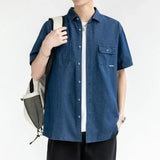 Xituodai Short-sleeved Shirt Men's Casual Workwear Japanese Jacket