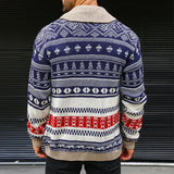 Xituodai 2024 Fall Winter Fashionable Sweaters For Mens Vintage Turn-down Collar Button-up Knitted Sweater Casual Long Sleeve Mens Tops Xituodai