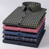 Xituodai Men's  Brushed Shirt with Pocket Casual Plaid Striped Shirts 100% Cotton Flannel Standard Fit Long Sleeve  Plus Size