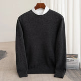 Xituodai Autumn and winter new 100% pure wool men's round neck business casual pullover sweater cashmere bottoming shirt.