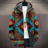 Xituodai Men Jacket Cardigans Coats Printed Native Retro Aztec Graphics Plush Thick Outdoors Fleece Winter Casual Streetwear Clothing Xituodai