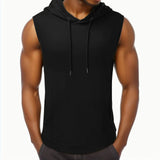 Xituodai Sports Tank Tops Men Fitness Muscle Print Sleeveless Hooded Bodybuilding Pocket Tight-drying Tops Summer Shirt For Men Clothing