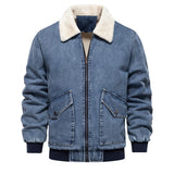 Xituodai Autumn Winter Fur Collar Jacket for Men Warm Thicken Fleece Men's Jeans Jacket and Coat Casual Fashion Denim Jacket Men