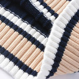 Xituodai Sweater Vest Men Thicken V-neck Sleeveless Knitted Sweaters Vests Striped Retro Preppy-style Simple Chic Loose Casual All-match