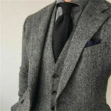 Xituodai Chic Notch Lapel Single Breasted Herringbone Men Suits 3 Piece Fashion Business Casual Formal Wedding Groom Tuxedo Costume Homme