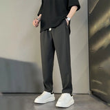 Xituodai Simplicity Temperament Handsome Smart Casual Versatile Silky Smooth Hanging Down Men's Straight Leg Cropped Pants Autumn