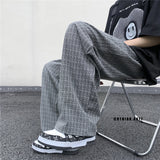 Xituodai Sagging Pants Plaid Pants Men Loose men trousers Casual Straight pant for Male/Female Harajuku Hip-hop Streetwear Wide-leg Mopping Pants