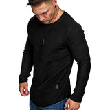 Xituodai Autumn Long Sleeve T-shirt Men's Solid Color Splicing Leisure Menswear