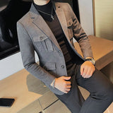 Xituodai  Men's Suit Jackets Single Breasted Male Blazer Gray Fashion 2024 Luxury Designer Menswear Coat Korean Style Clothes Casual