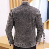 Xituodai 2024 Autumn Men Stand Collar Denim Jacket Fashion Retro Motorcycle Coats Male Long Sleeve Zipper Casual Skinny Jeans Outerwear