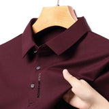 Xituodai 2024 New Spring Lapel Business Casual Polo Shirt Elastic Base Shirt Top Men's Long Sleeve T-shirt