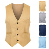 Xituodai Great Suit Classic Pure Color Gentle Sleeveless Spring Vest  Men Waistcoat Slim Fit