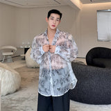 Xituodai Shirt Men Fashion Printed Harajuku Shirt Top Korean Loose Casual Clothes Sun-proof Daily All-match Summer Holiday