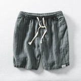 Xituodai Summer Cotton Linen Shorts Pants Men Casual Sold Color Breathable Comfortable Striped Drawstring Man Holiday Beach Thin Shorts