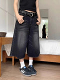 Xituodai Y2k Baggy Vintage Jorts Women High Waist American Streetwear Wide Leg Knee Length Jeans Casual Loose Summer Denim Shorts