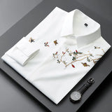 Xituodai New Spring and Autumn Premium Chinoiserie Embroidery Polo Long Sleeve Slim Fashion Casual Business Men's Versatile Shirt