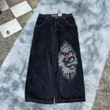 Xituodai Y2K big boy baggy Jeans Womens New Harajuku Hip Hop Cartoon Trend Jeans Pants High Waist Wide Leg Trouser Streetwear