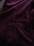 Xituodai Men's Velvet Blazer In Purple, Solid Color Single-Breasted With Two Buttons, Business Casual Style, Elegant Evening Suit Jacket