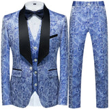 Xituodai Fashion New Men's Casual Boutique Business Wedding Host Flower Color Suits 3 Pcs Set Dress Blazers Jacket Pants Vest Coat