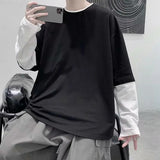 Xituodai Chic Autumn Top Long Sleeves Oversized Hip Hop Comfortable Autumn Top  Loose Men T-shirt for Daily Wear