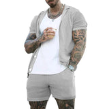 Xituodai  Sexy See Through Hollow Out Mesh Knit Two Piece Suits Men Summer Fashion Short Sleeve Shirts And Shorts Sets Mens Outfits Beach