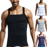 Xituodai Mens Undershirt Plain Heavy Weigh Tank Tops Sleeveless Male Bodyshaper  Square Cut Sports Muscle Gym Wrestling Fitness T-Shirts