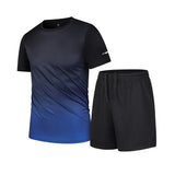 Xituodai 2 Piece Sets Men  Summer Gradient Short Sleeve Tees Casual Sports Quick Dry T-shirt Running Fitness Basketball Shorts Outfit