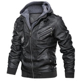 Xituodai Men Casual Biker Faux Leather Jackets Men Brand Winter Leather Jacket Coat Men Fashion Hooded Motorcycle PU Jacket Men