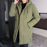 Xituodai Men's Jacket Coat Thick Thermal Windbreaker Down Jacket Winter Coat Men Hooded Long Parka Windbreaker Windproof Warm Parkas