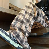 Xituodai Green Plaid Pants Men Harajuku Winter Wide Leg Checked Trousers Male Oversize Big Size Casual Sweatpants Streetwear 8XL