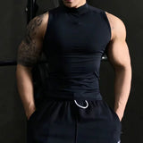 Xituodai Bodybuilding Gym Sleeveless Vests Workout  Sexy Men Tight Singlet Fitness Muscle Sports Sweatshirt Mock Neck Tank Top Mens
