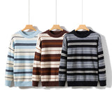 Xituodai 2024fw Feavyweight Striped Round Neck Sweater Men Women Knitted Sweater Loose Inner Layer Base Pullover Sweater Xituodai