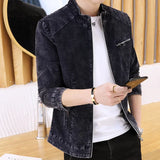 Xituodai 2024 Autumn Men Stand Collar Denim Jacket Fashion Retro Motorcycle Coats Male Long Sleeve Zipper Casual Skinny Jeans Outerwear