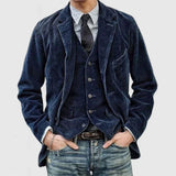 Xituodai Vintage Pockets Corduroy Jackets Mens Streetwear Casual Turn-down Collar Button-up Corduroy Coats Men Autumn Vintage Suit Jacket