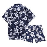 Xituodai Summer Casual Loose Mens Two Piece Suits Short Sleeve Button Lapel Shirt And Shorts Set Men Beach Fashion Graphic Print Outfits