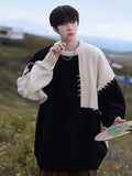 Xituodai  Knitted Sweater Men Pullover Oversize Sweaters Male Winter Harajuku Casual Streetwear Patchwork Autumn Hip Hop Spliced