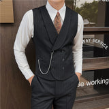 Xituodai 4XL-M Brand Clothing Men's Spring High Quality Business Suit Vest/Male Slim Fit Stripe Double-breasted Blazers Vest Men's Dress