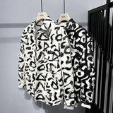 Xituodai New Spring and Autumn Fashion Trend Men's Versatile Fun Picture Polo Collar High Street Loose Relaxed Oversize Shirt Coat