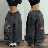 Xituodai Y2K Fashion New Pattern Printing Baggy Jeans Women Vintage Gothic Hip-hop Popular Casual High Waist Wide-leg Pants Streetwear