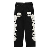 Xituodai  Dcepem Y2k Skull Jeans Mens Aesthetic Baggy Star Hip Hop Pants Straight Leg Denim Goth Y2k Couple Fashion Streetwear