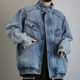 Xituodai Denim coat men's spring and autumn new loose design sense of standing collar cargo jacket