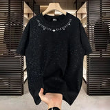 Xituodai 2024 New Summer Fashion Trend Creative Personality Round Neck Full Sky Star Print Loose Leisure Oversized Short Sleeve T-shirt Xituodai