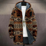 Xituodai Men Jacket Cardigans Coats Printed Native Retro Aztec Graphics Plush Thick Outdoors Fleece Winter Casual Streetwear Clothing Xituodai