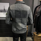 Xituodai New Hombre Korean Casual Men Stitching Jacket Slim Jacket Fashion Warm Long-sleeved Plaid Gentleman Pockets Coat Jacket S-3XL