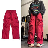 Xituodai  Black Cargo Pants for Men Hip Hop Gray Cargo Trousers Male Red Spring Cotton Loose Casual Streetwear Hip Hop Pocket