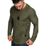 Xituodai Autumn Long Sleeve T-shirt Men's Solid Color Splicing Leisure Menswear