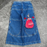 Xituodai Jeans Y2K New Harajuku Hip Hop Puppy Embroidery Baggy Jeans Denim Pants Men Women Goth High Waist Wide Trousers Streetwear