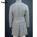 Xituodai Ladiguard 2024 Wool Blend Jacket Men Fashion Plaid Pockets Long Trench Coats Lepal Collar Basic Tops Plus Size Mens Outerwear Xituodai