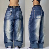 Xituodai 2024 New Fashion Popular Grey Washed Exaggerated Baggy Jeans Y2K Street Vintage Hip-hop Punk Style High Waist Wide Leg Pants